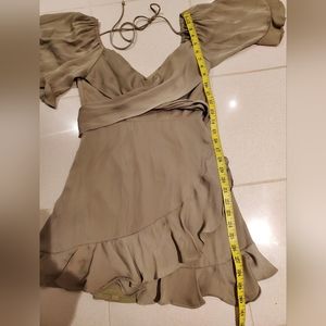 Dress - satin dress in light olive
